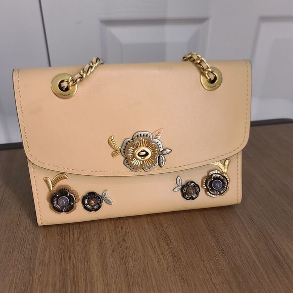 Coach 52611 Tea Rose Parker Shoulder Bag Beechwood Tan - Picture 1 of 13